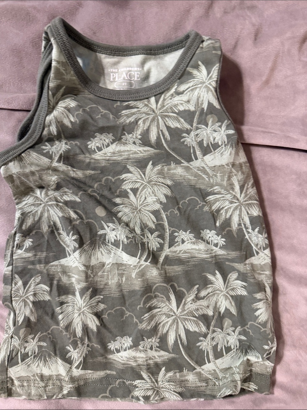 The Children's Place Tropical Palm Tank - Gray & White